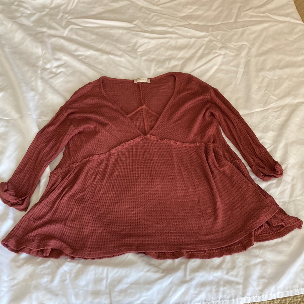 Altar'd State Red Top with Button Accents.  Size Medium